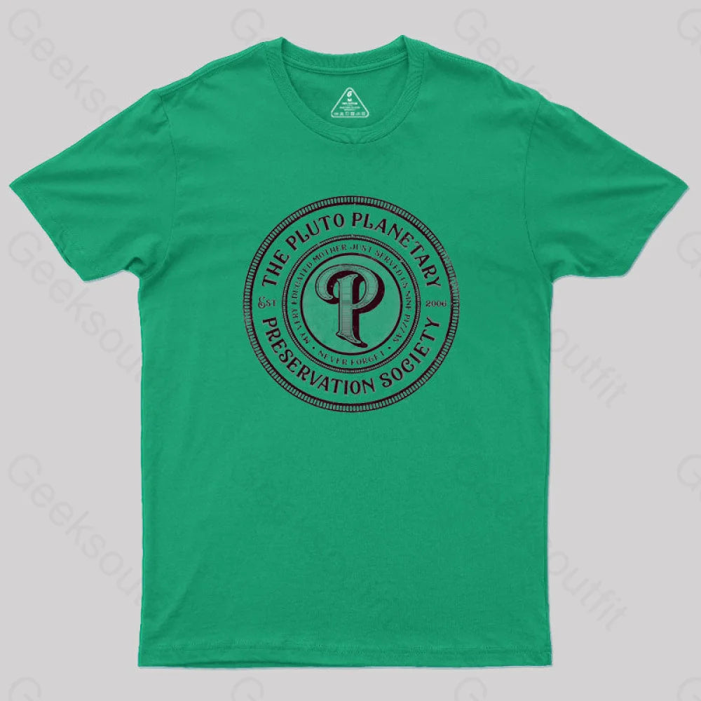 The Pluto Planetary Society T-Shirt Green / S