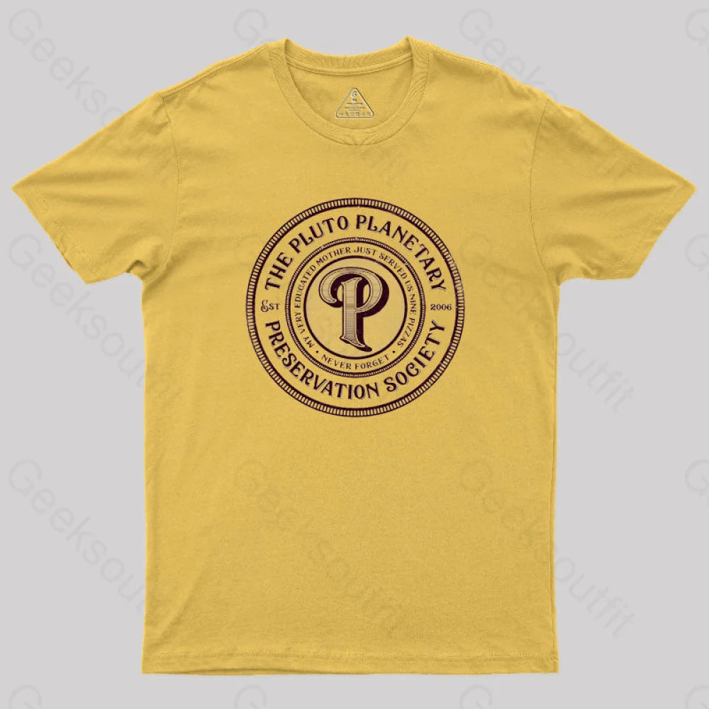 The Pluto Planetary Society T-Shirt Yellow / S