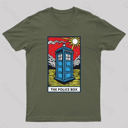 The Police Box Tarot Card T-Shirt Army Green / S