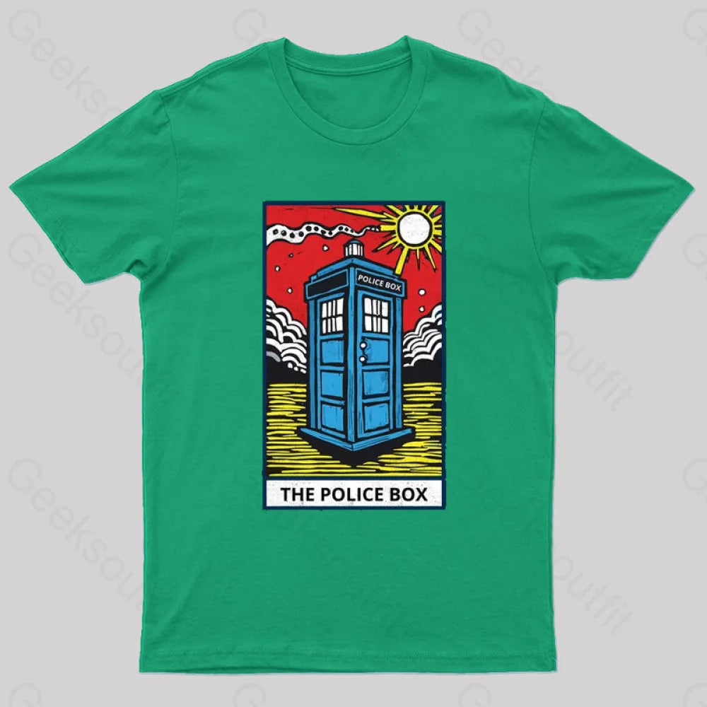 The Police Box Tarot Card T-Shirt Green / S