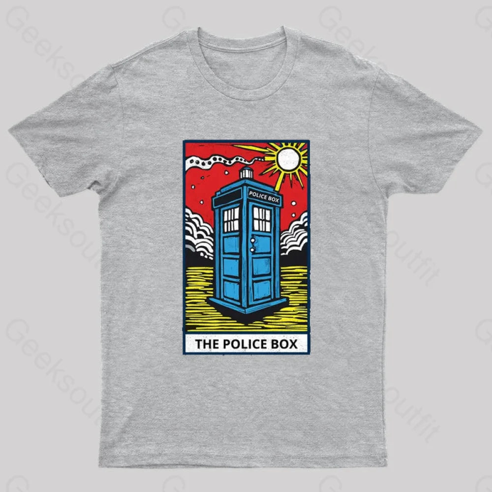 The Police Box Tarot Card T-Shirt Grey / S