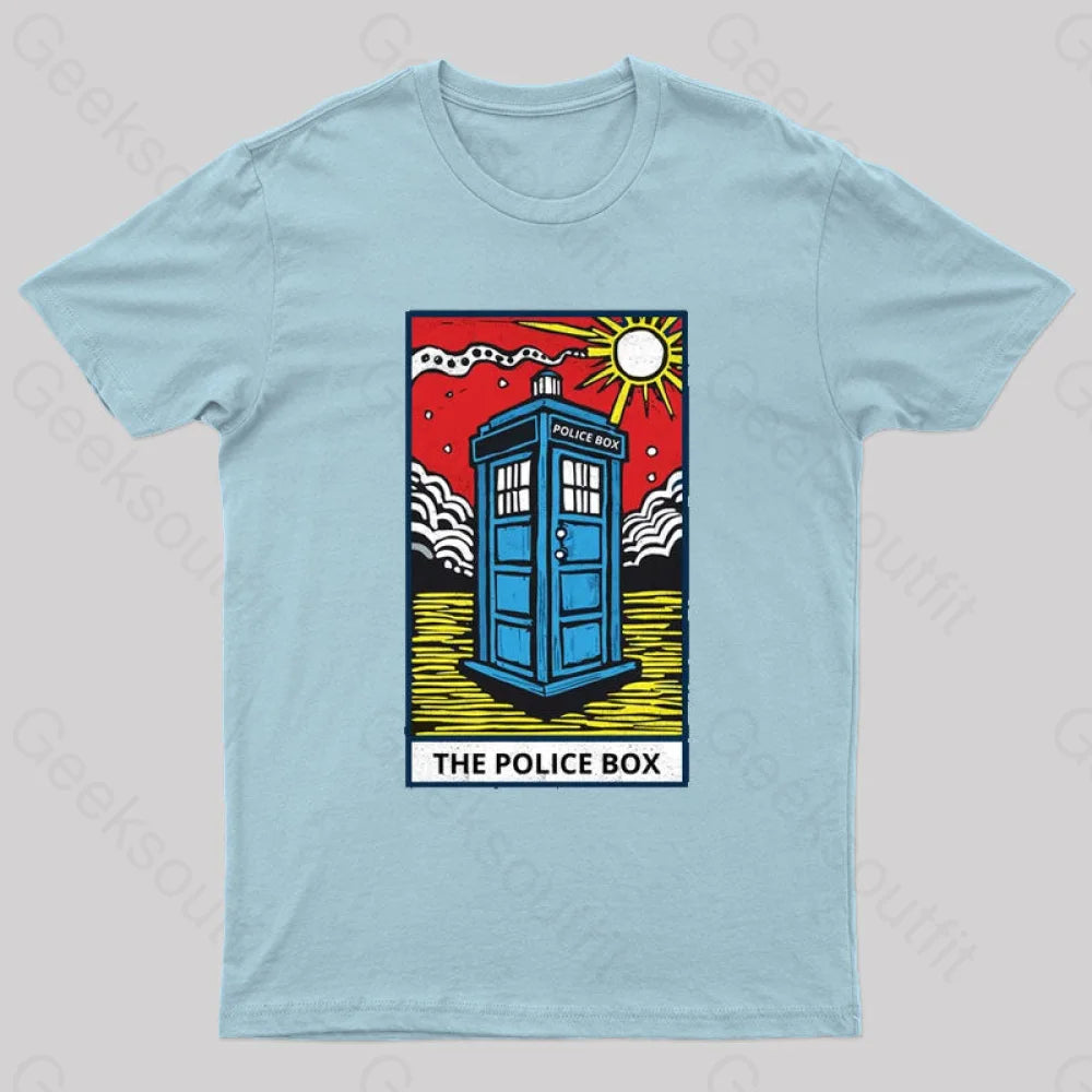 The Police Box Tarot Card T-Shirt Light Blue / S