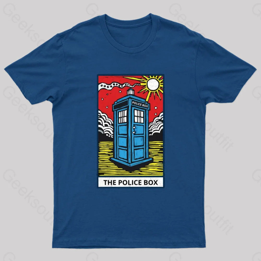 The Police Box Tarot Card T-Shirt Navy / S