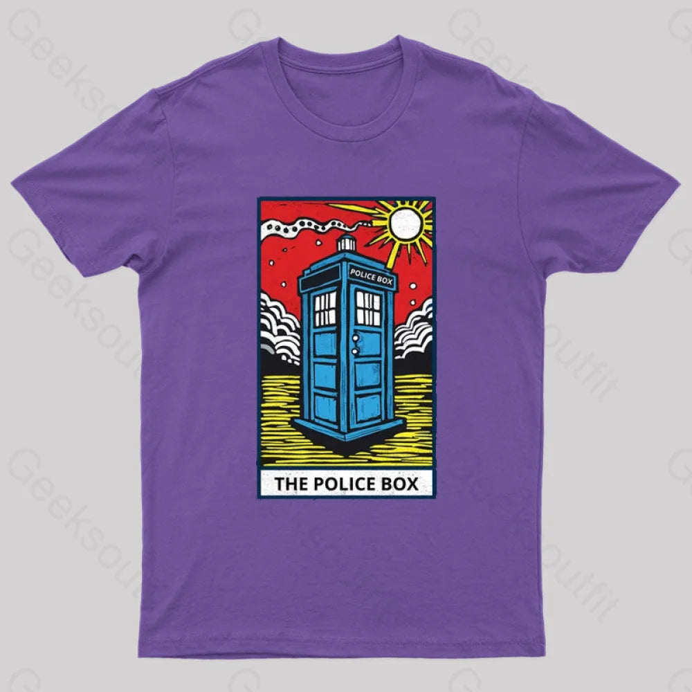 The Police Box Tarot Card T-Shirt Purple / S