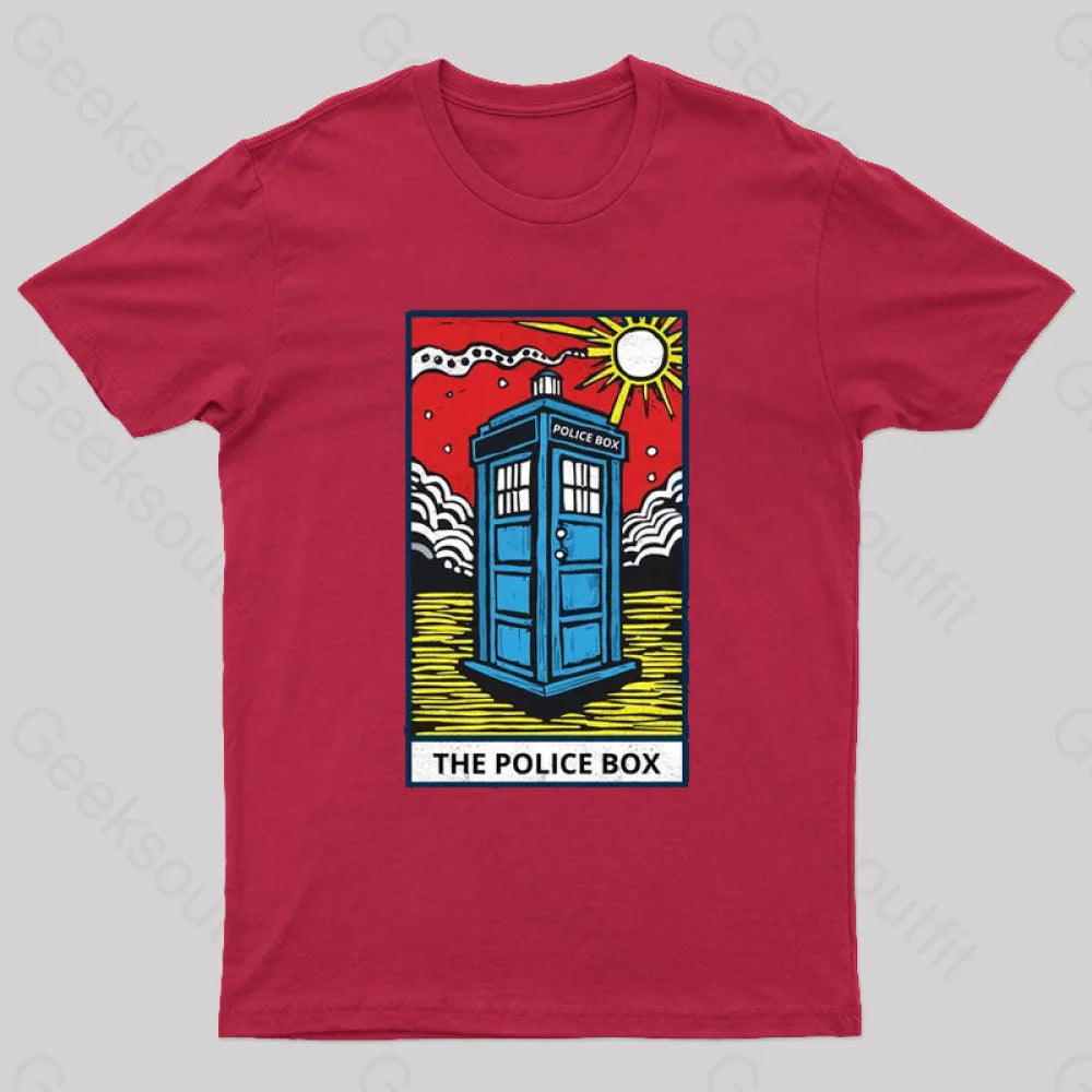 The Police Box Tarot Card T-Shirt Red / S