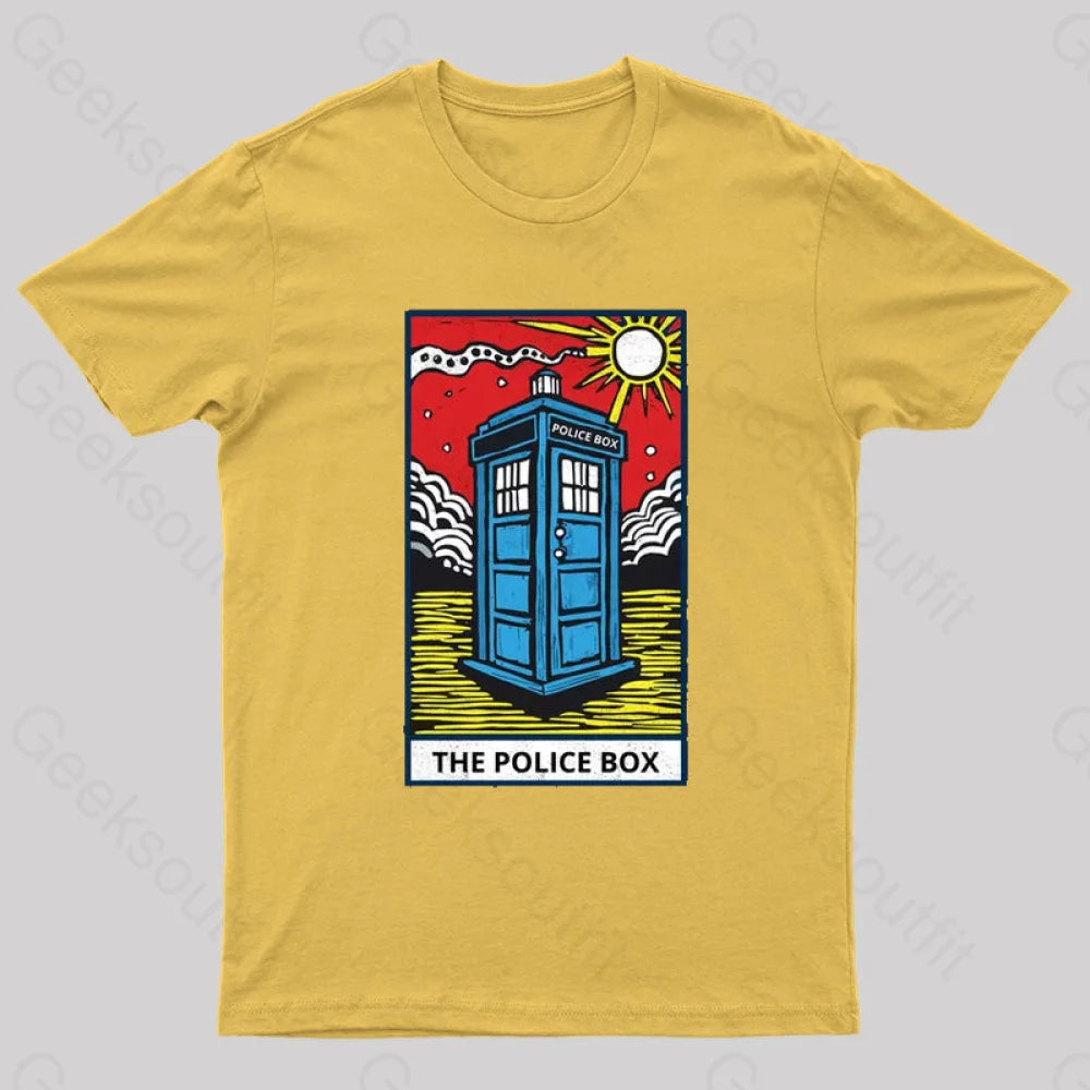 The Police Box Tarot Card T-Shirt Yellow / S