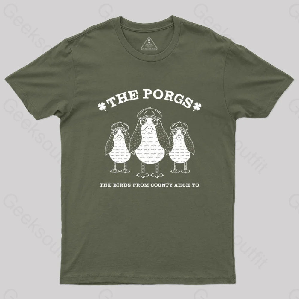 The Porgs–The Birds From County Ahch-To T-Shirt Army Green / S