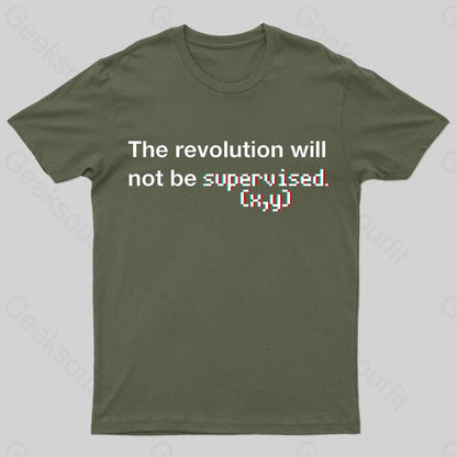 The Revolution Will Not Be Supervised Nerd T-Shirt Army Green / S