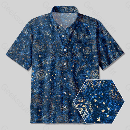 The Starry Night Button Up Pocket Shirt Up / S Bus372 Yc