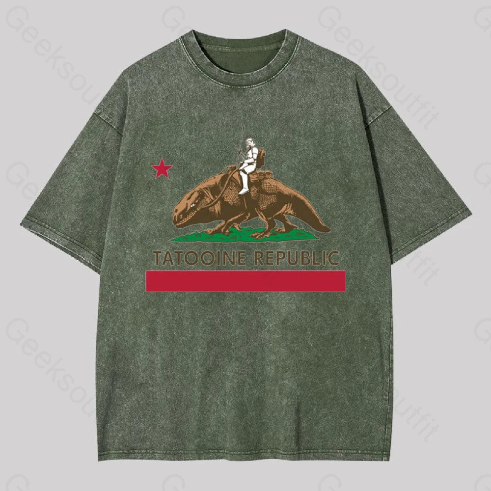 The State Republic Washed T-Shirt Army Green / S