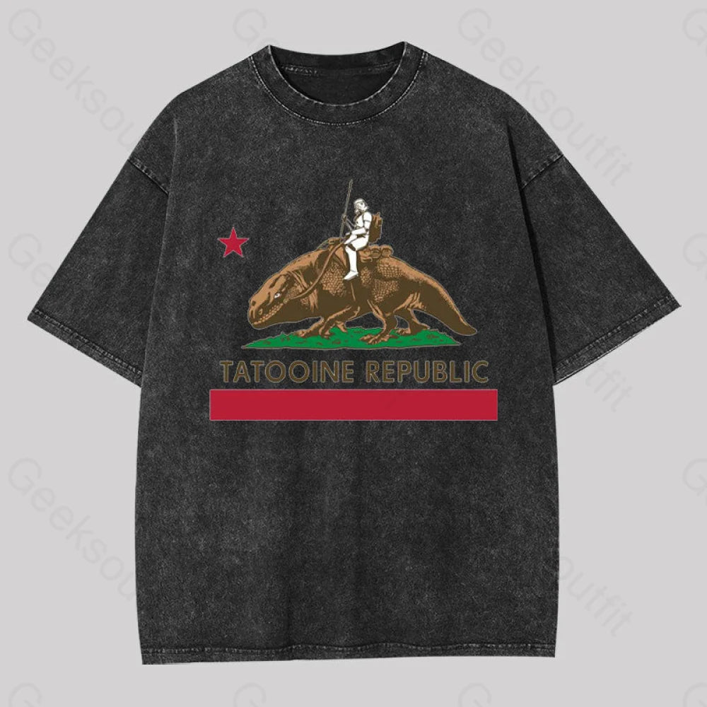 The State Republic Washed T-Shirt Black / S