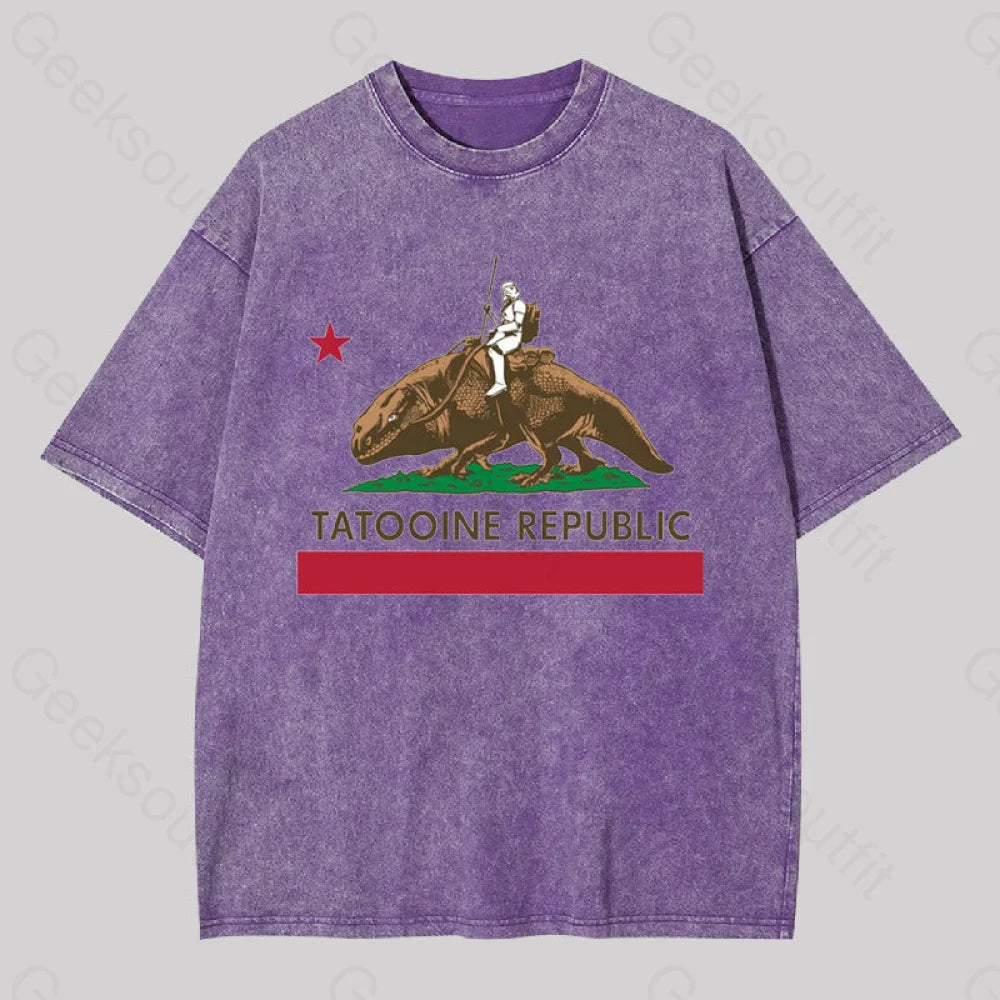 The State Republic Washed T-Shirt Purple / S