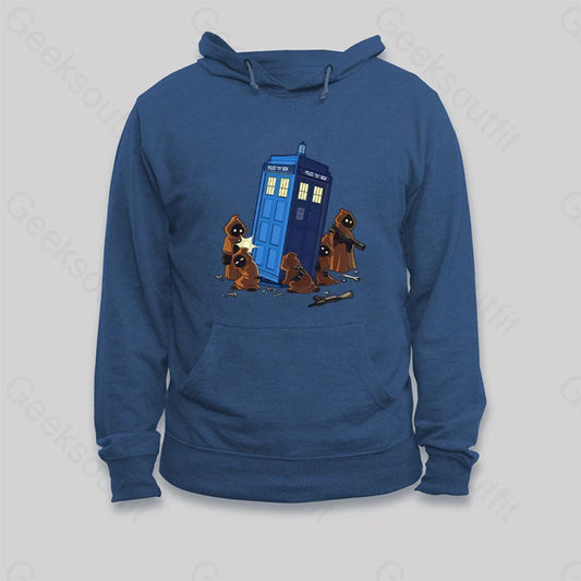 The Tardis In Humorous Fan Art Hoodie Dark Blue / S