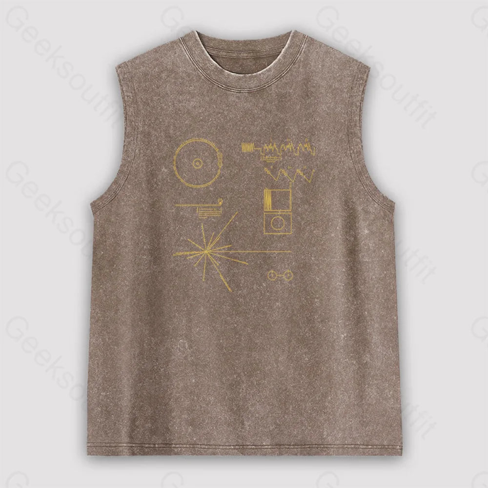 The Voyager Golden Record Unisex Washed Tank Brown / S