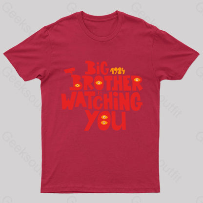 The Watcher Is Watching You Nerd T-Shirt Red / S