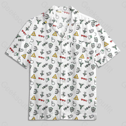 The Zelda Pixel Style Button Up Pocket Shirt - Geeksoutfit