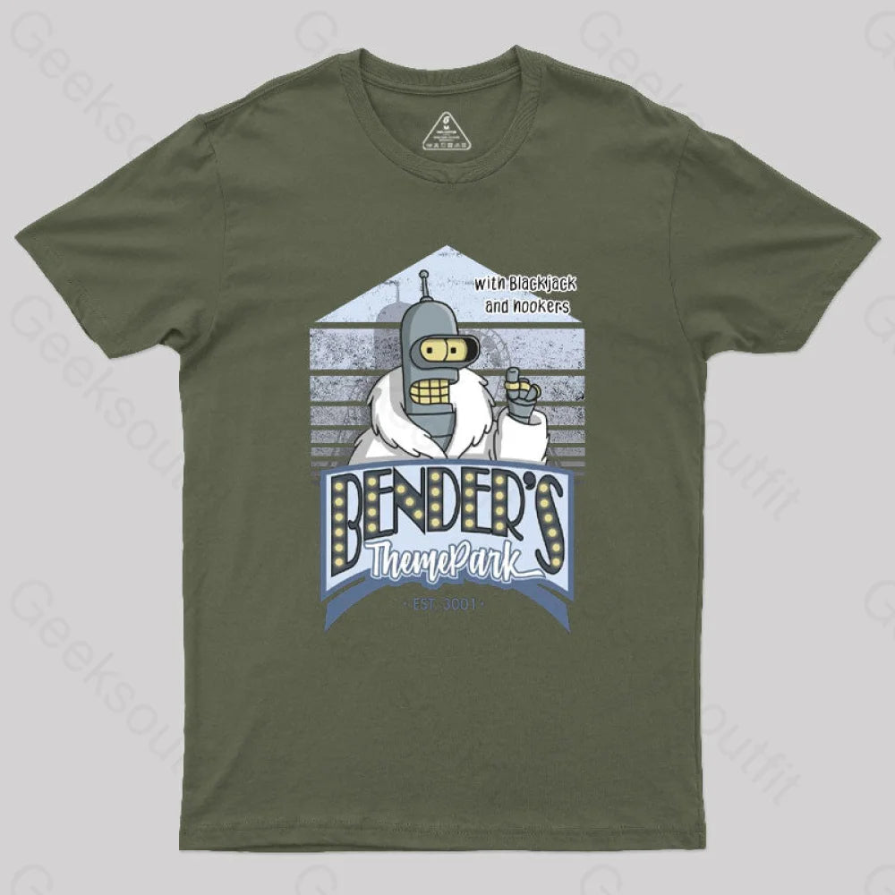 Theme Park Geek T-Shirt Army Green / S