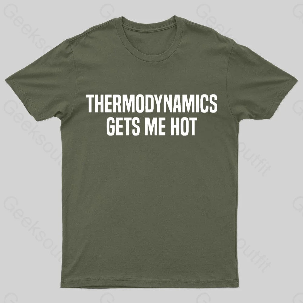 Thermodynamics Gets Me Hot Geek T-Shirt Army Green / S