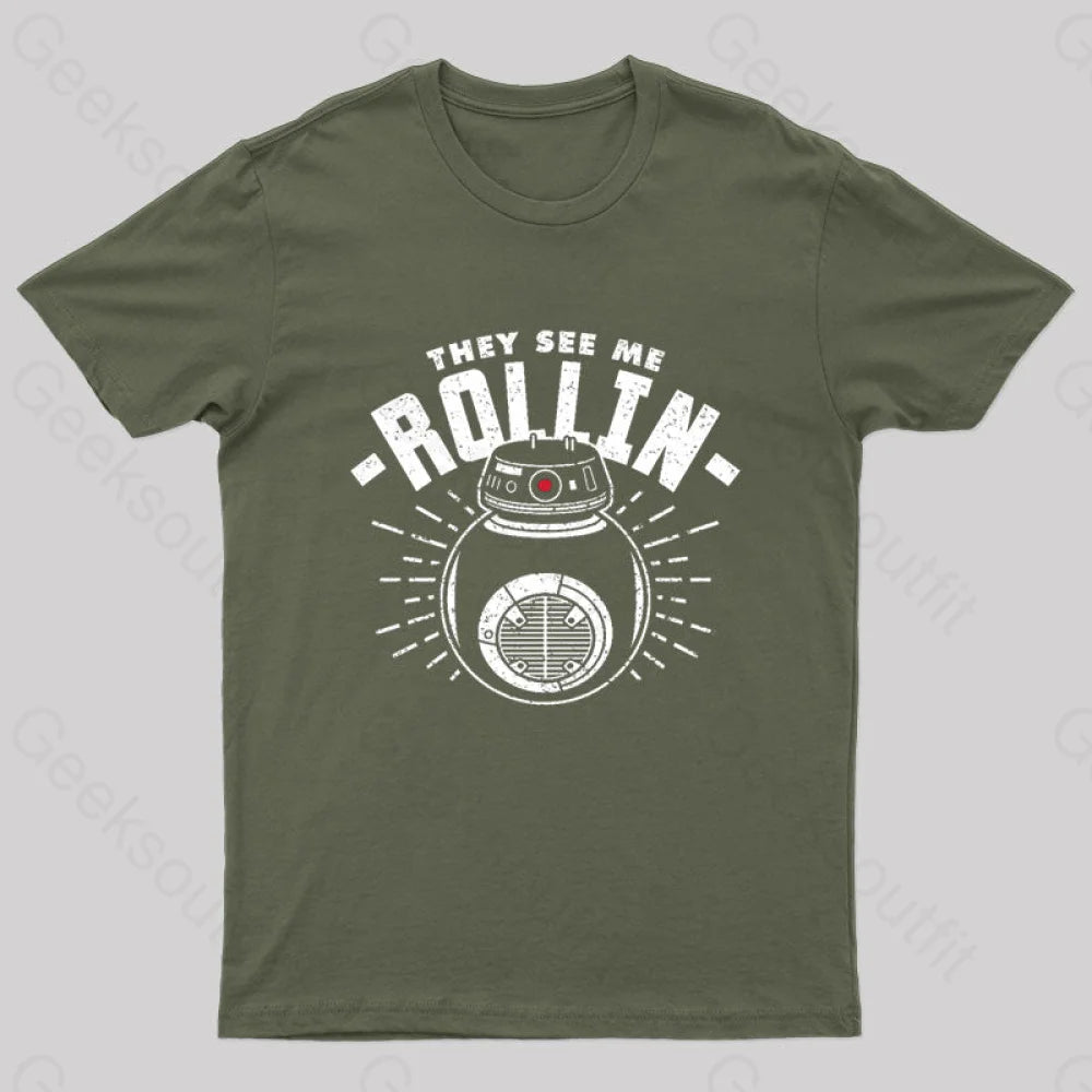 They See Me Rollin Nerd T-Shirt Army Green / S