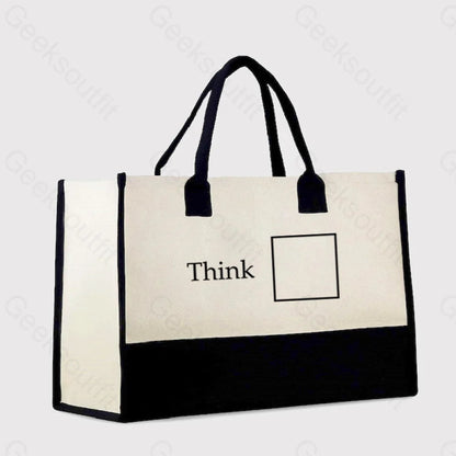 Think Outside The Box Cotton Tote Bag White