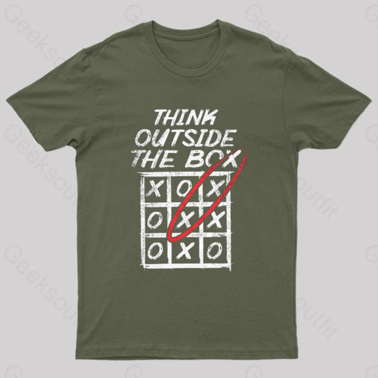 Think Outside The Box Nerd T-Shirt Army Green / S