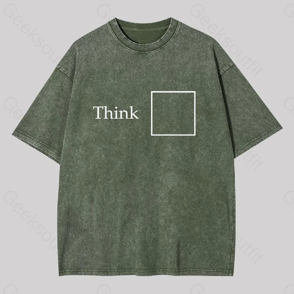 Think Outside The Box Washed T-Shirt Army Green / S