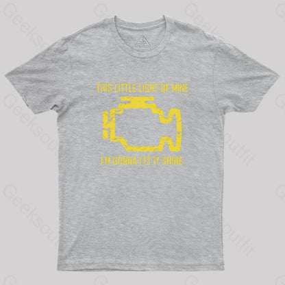 This Little Light Of Mine Check Engine Geek T-Shirt Grey / S