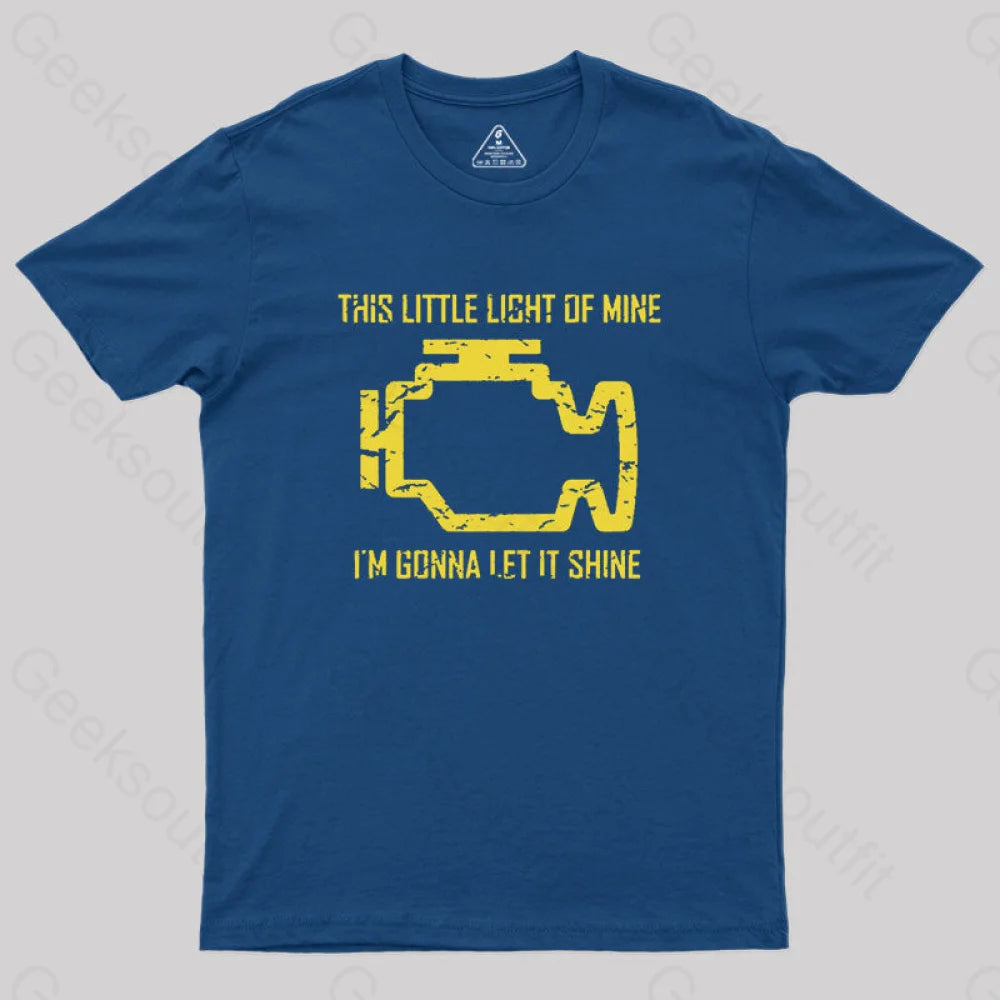 This Little Light Of Mine Check Engine Geek T-Shirt Navy / S