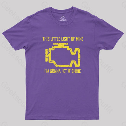 This Little Light Of Mine Check Engine Geek T-Shirt Purple / S