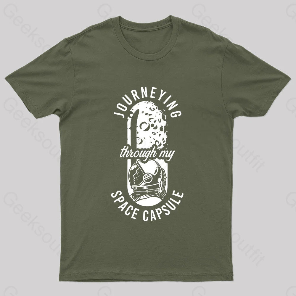 Through My Space Capsule Nerd T-Shirt Army Green / S