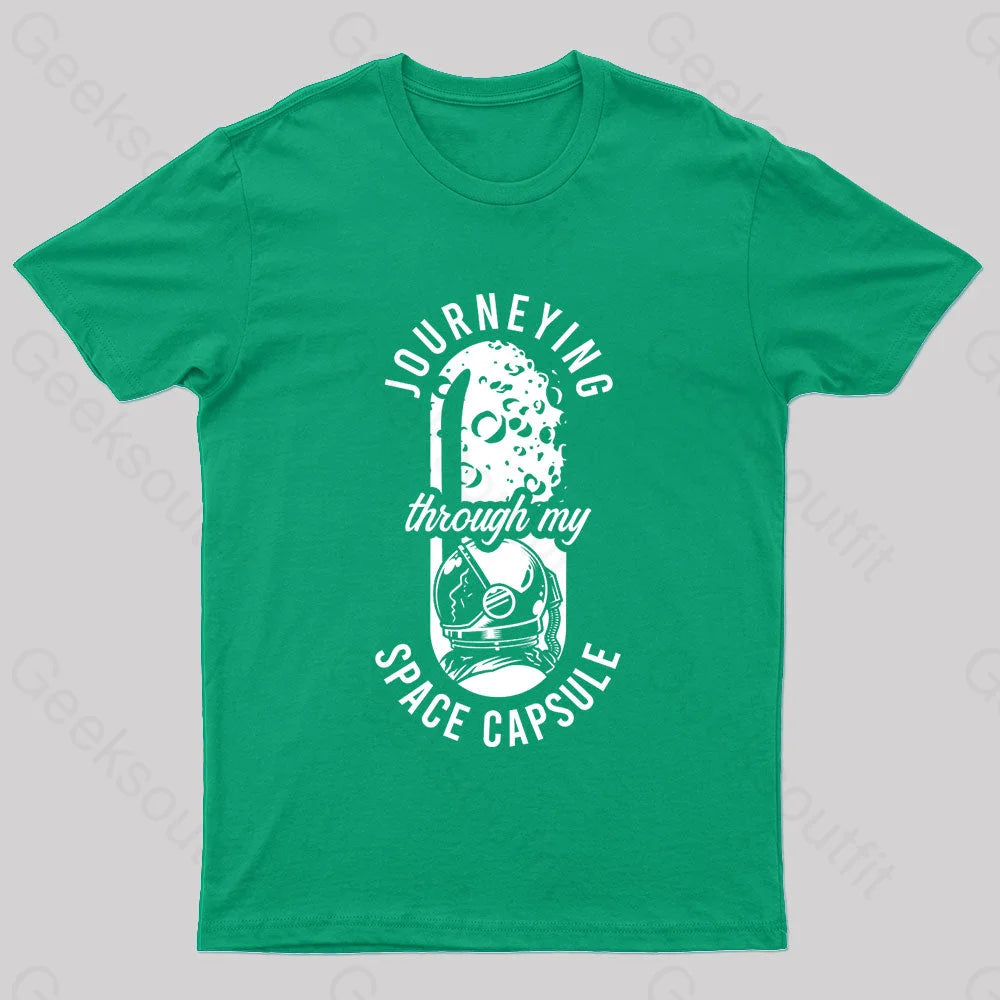 Through My Space Capsule Nerd T-Shirt Green / S