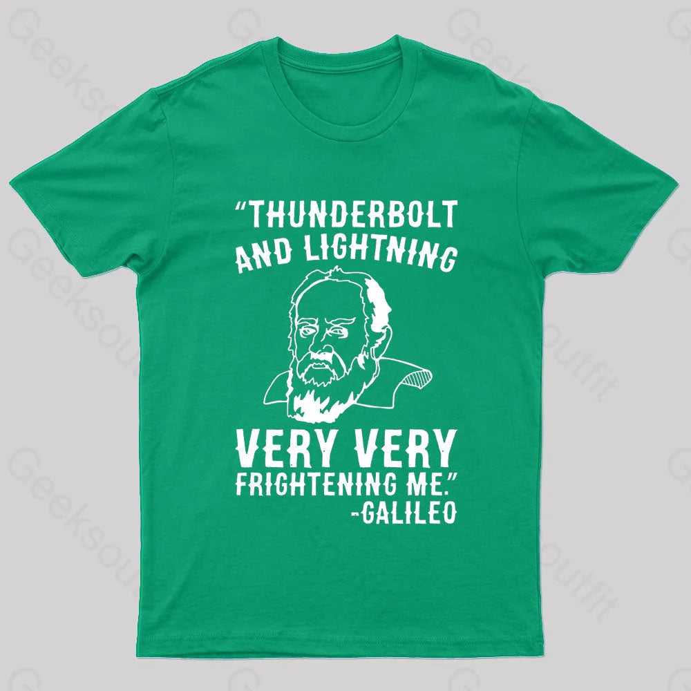 Thunderbolt And Lightning Very Frightening Me Geek T-Shirt Green / S