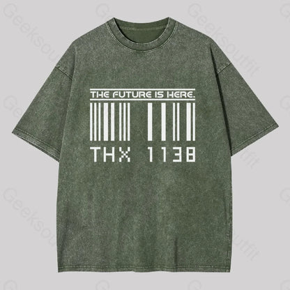 Thx 1138 Funny Washed T-Shirt Army Green / S