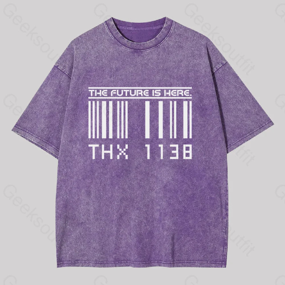 Thx 1138 Funny Washed T-Shirt Purple / S