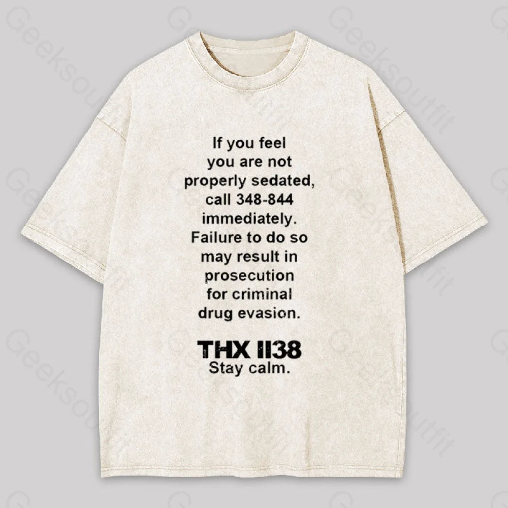 Thx 1138 Stay Calm Geek Washed T-Shirt Apricot / S