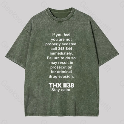 Thx 1138 Stay Calm Geek Washed T-Shirt Army Green / S