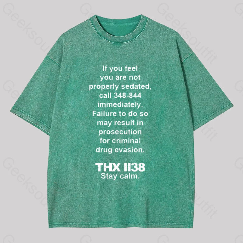 Thx 1138 Stay Calm Geek Washed T-Shirt Grass Green / S