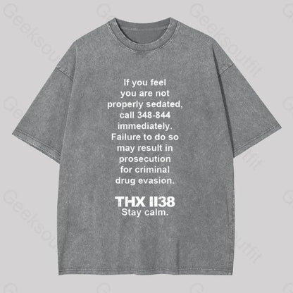 Thx 1138 Stay Calm Geek Washed T-Shirt Grey / S