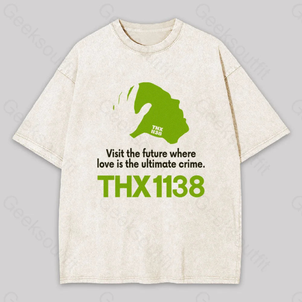 Thx 1138 Visit The Future Geek Washed T-Shirt Apricot / S Yc