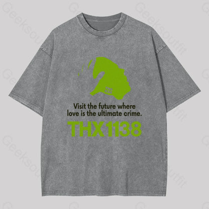 Thx 1138 Visit The Future Geek Washed T-Shirt Grey / S Yc