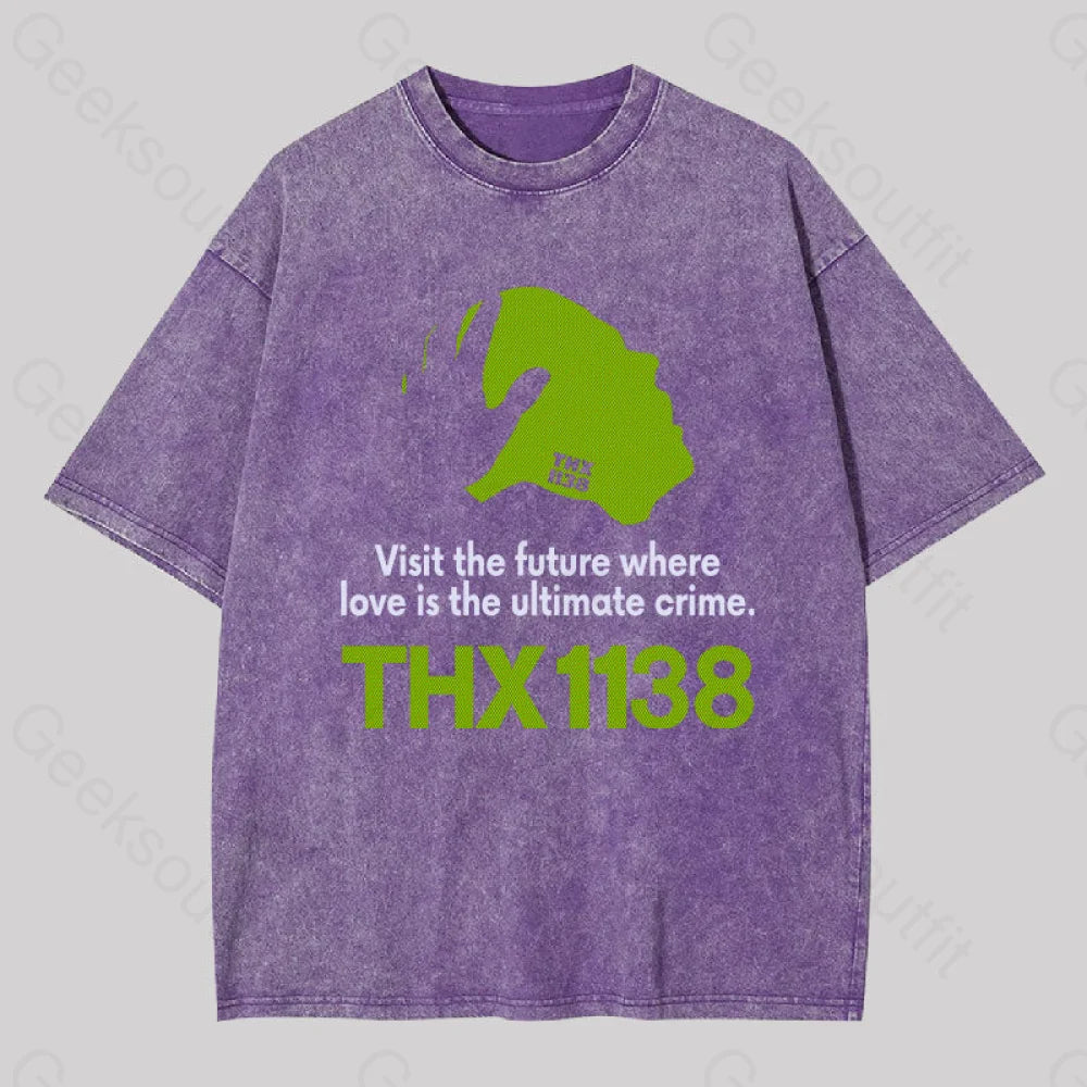 Thx 1138 Visit The Future Geek Washed T-Shirt Purple / S Yc