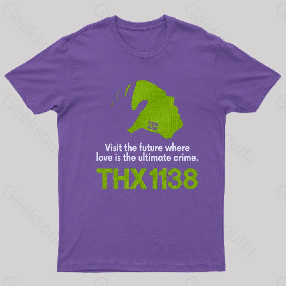 Thx 1138 Visit The Future Where T-Shirt Purple / S Yc