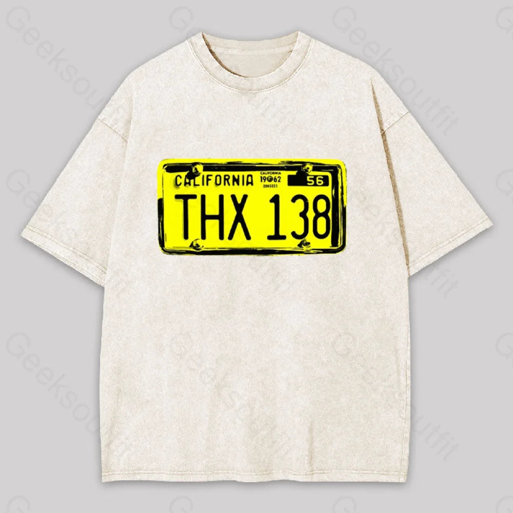 Thx 138 Licence Plate Washed T-Shirt Apricot / S