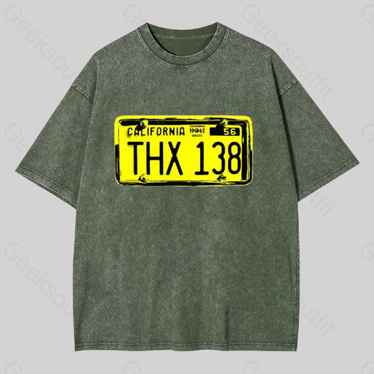 Thx 138 Licence Plate Washed T-Shirt Army Green / S