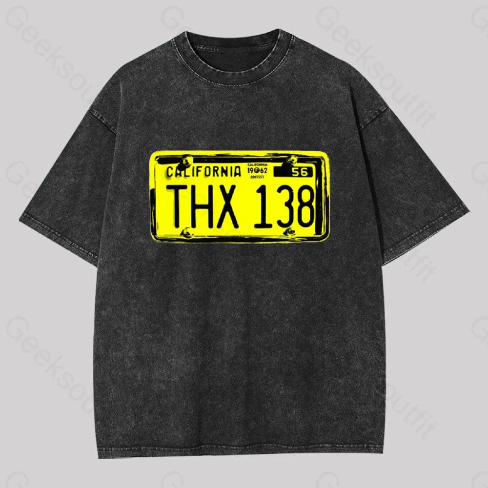 Thx 138 Licence Plate Washed T-Shirt Black / S