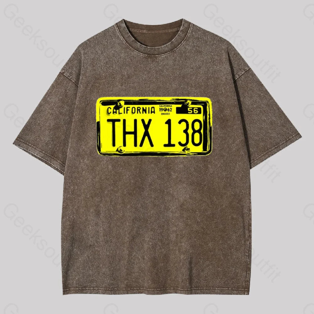 Thx 138 Licence Plate Washed T-Shirt Coffee / S