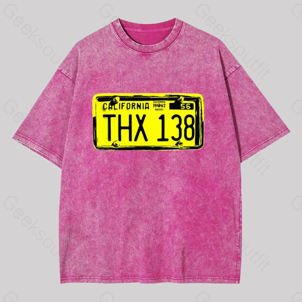 Thx 138 Licence Plate Washed T-Shirt Rose Red / S