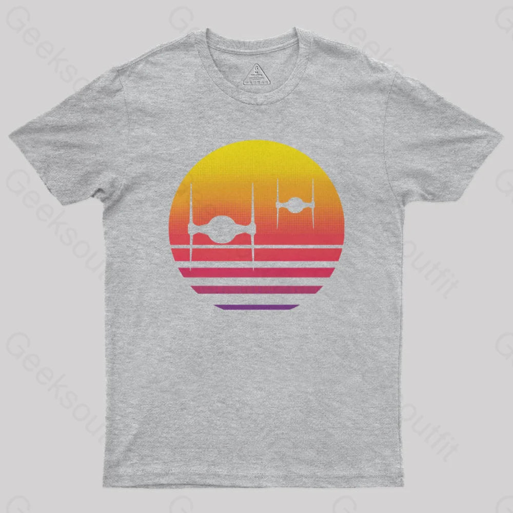 Tie Fighter Sunset Geek Squad T-Shirt Grey / S