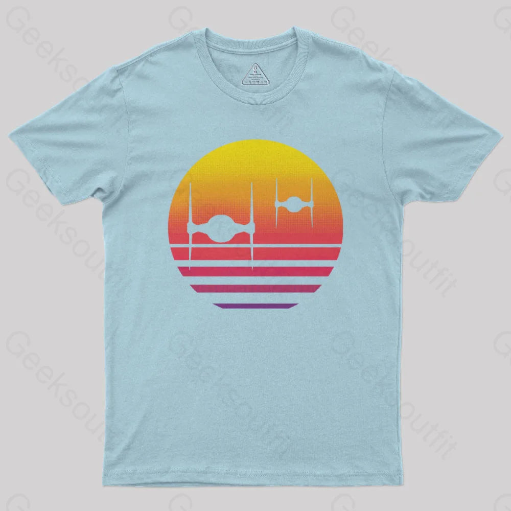 Tie Fighter Sunset Geek Squad T-Shirt Light Blue / S