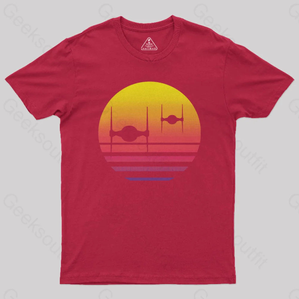 Tie Fighter Sunset Geek Squad T-Shirt Red / S